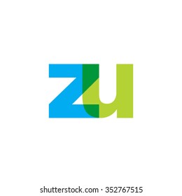 lowercase zu logo, blue green overlap transparent logo