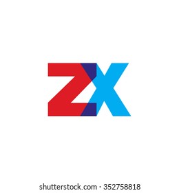 lowercase zx logo, red blue overlap transparent logo