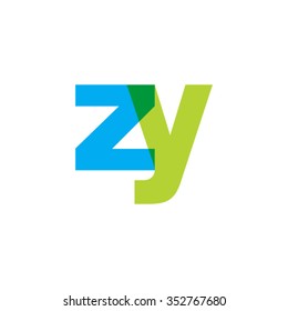 lowercase zy logo, blue green overlap transparent logo