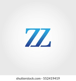 Lowercase zz Logotype. Blue Letter Logo. Letter Abbreviations. Vector Template Element.