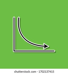 Absenkendes Pfeilzeilenaufkleber-Symbol. Einfache dünne Linie, Vektorillustration von Diagrammen und Diagrammen für i und ux, Website oder mobile Applikationen