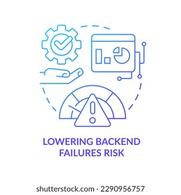 Lowering backend failures risk blue gradient concept icon. High performance. Digital productivity abstract idea thin line illustration. Isolated outline drawing. Myriad Pro-Bold font used