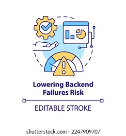 Lowering backend failures risk concept icon. High digital service performance abstract idea thin line illustration. Isolated outline drawing. Editable stroke. Arial, Myriad Pro-Bold fonts used