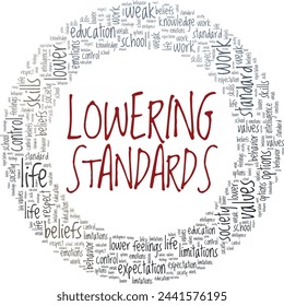 Lowering Standards word cloud conceptual design isolated on white background.