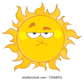 Lowering Sun Mascot Cartoon Character
