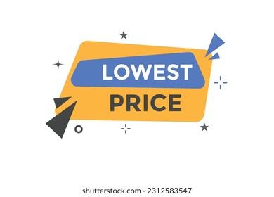 Lowest Price Button. Speech Bubble, Banner Label Lowest Price