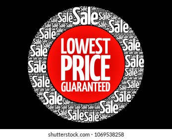 Lowest Price Guaranteed word cloud collage, business concept background