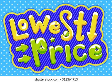 Lowest price poster in blue color, vector illustration.