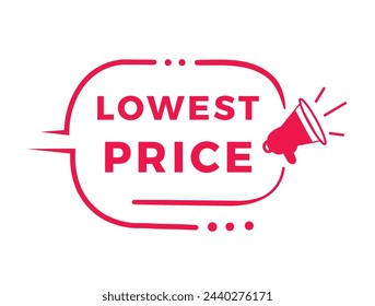 Lowest price sign, red badge for banner flat style. Vector design template.