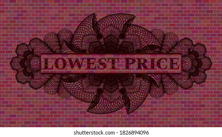 texto de precio más bajo dentro de la placa de pared de ladrillo de moneda lineal. Los mosaicos son un fondo elegante. Ilustración. 