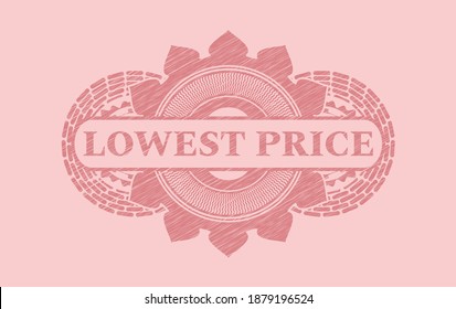 texto de precio más bajo dentro de una insignia realista de pincelada rosada. Color rosa de fondo elegante. Ilustración artística. 