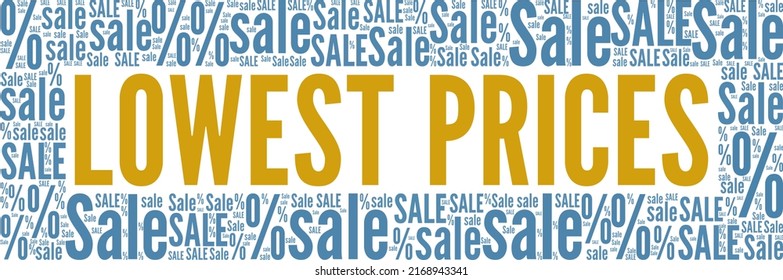 Diseño conceptual de nube de palabras de precios más bajos aislado en fondo blanco.