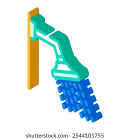Vector de iconos isométricos de ahorro de agua de ducha de bajo flujo. letrero de ahorro de agua de ducha de bajo flujo. ilustración de símbolo aislado