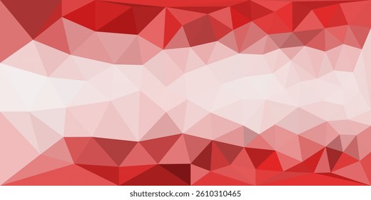 Low-poly abstract background in shades of red and pink, forming triangular facets with a light center gradient, creating a dynamic and modern geometric look.


