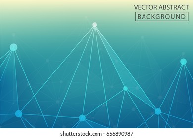 Low-poly abstract background. Vector background of triangles, for your business ideas. Minimalism chaotic illustration background. Concept of the science, chemistry, biology, medicine, technology.