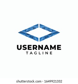 Lowpoly abstract logo with a rhombic blue color theme. Countruction logo.