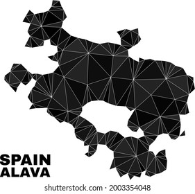Low-poly Alava Province map. Polygonal Alava Province map vector is combined of chaotic triangles. Triangulated Alava Province map polygonal collage for patriotic templates.