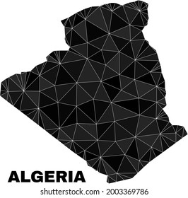 Low-poly Algeria map. Polygonal Algeria map vector is designed from chaotic triangles. Triangulated Algeria map polygonal model for education illustrations.