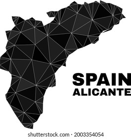 lowpoly Alicante Province map. Polygonal Alicante Province map vector filled from random triangles. Triangulated Alicante Province map polygonal abstraction for political purposes.