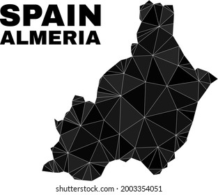 Low-poly Almeria Province map. Polygonal Almeria Province map vector combined with chaotic triangles. Triangulated Almeria Province map polygonal abstraction for patriotic purposes.