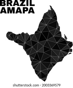 Low-poly Amapa state map. Polygonal Amapa state map vector is designed of random triangles. Triangulated Amapa state map polygonal model for political templates.