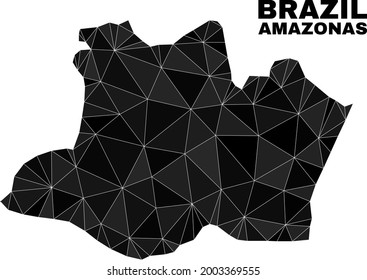 Low-poly Amazonas State map. Polygonal Amazonas State map vector constructed from random triangles. Triangulated Amazonas State map polygonal model for political illustrations.