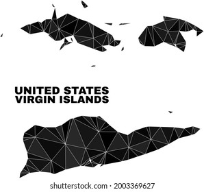 Low-poly American Virgin Islands map. Polygonal American Virgin Islands map vector is combined of random triangles. Triangulated American Virgin Islands map polygonal collage for patriotic posters.