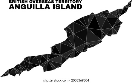 Low-Poly-Anguilla-Inselkarte. Der Kartenvektor der Polygonal-Anguilla-Insel ist aus verstreuten Dreiecken kombiniert. Triangulated Anguilla Island Karte polygonal Modell für patriotische Vorlagen.