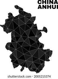 Karte der Provinz Anhui mit niedriger Poly. Der Kartenvektor der Provinz Anhui wird aus randomisierten Dreiecken gebildet. Triangulated Anhui Provinz Karte polygonal Modell für patriotische Illustrationen.