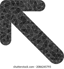 Low-poly arrow up left icon illustration designed with chaotic filled triangles. Triangulated arrow up left polygonal icon vector illustration. Arrow up Left icon is filled with triangles.