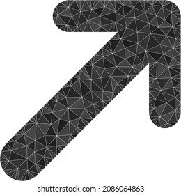 Low-poly arrow up right icon illustration is designed with randomized filled triangles. Triangulated arrow up right polygonal 2d vector illustration. Arrow up Right icon is filled with triangles.