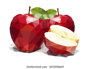 Lowpoly Art of fresh red Apple 