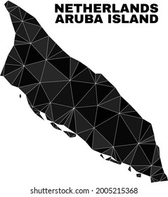 mapa de la isla de Aruba. El vector cartográfico de la isla de Aruba poligonal se construye con triángulos aleatorizados. Mapa triangular de la isla de Aruba con fines políticos.