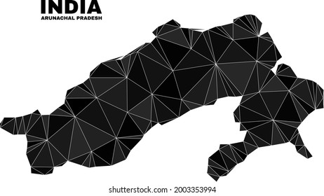 Low-poly Arunachal Pradesh State map. Polygonal Arunachal Pradesh State map vector is constructed from randomized triangles.