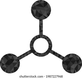 Low-poly atom links constructed with randomized filled triangles. Triangle atom links polygonal icon illustration. Atom Links icon is filled with triangles.