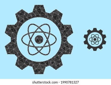 lowpoly atomic industry icon on a light blue background. Polygonal atomic industry vector constructed from random triangles. Triangulated atomic industry polygonal icon illustration.