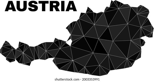 Low-poly Austria map. Polygonal Austria map vector combined of random triangles. Triangulated Austria map polygonal collage for political templates.