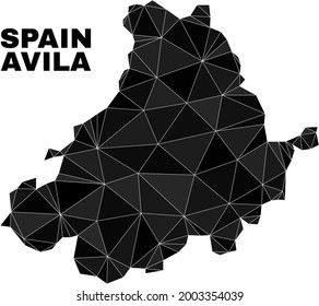 lowpoly Avila Province map. Polygonal Avila Province map vector is filled of chaotic triangles. Triangulated Avila Province map polygonal model for education templates.