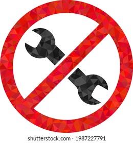 Low-poly avoid repair combined with chaotic filled triangles. Triangle avoid repair polygonal 2d illustration. Avoid Repair icon is filled with triangles.