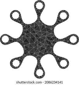 Ilustración de ícono de microbio axénico de baja polilla se construye con triángulos rellenos dispersos. Ilustración vectorial de símbolo poligonal de microbio triangulado.