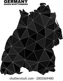 lowpoly Baden-Wurttemberg Land map. Polygonal Baden-Wurttemberg Land map vector is designed from random triangles.