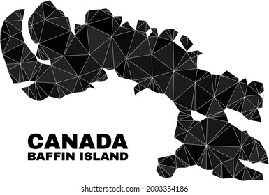 Low-poly Baffin Island map. Polygonal Baffin Island map vector is designed with chaotic triangles. Triangulated Baffin Island map polygonal collage for patriotic posters.