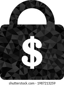 Low-poly bank lock designed with chaotic filled triangles. Triangle bank lock polygonal icon illustration. Bank Lock icon is filled with triangles.