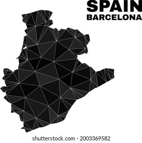 Low-poly Barcelona Province map. Polygonal Barcelona Province map vector is filled from random triangles. Triangulated Barcelona Province map polygonal abstraction for patriotic posters.