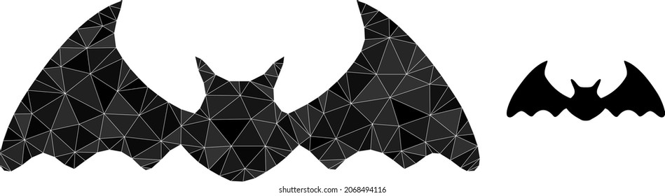 Low-poly bat mouse icon on a white background. Flat geometric polygonal illustration based on bat mouse icon. Polygonal bat mouse vector is filled of random triangles.