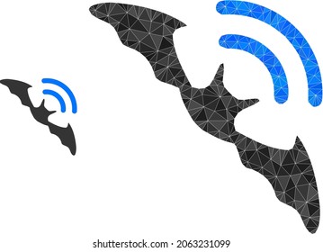 lowpoly bat ultrasound icon on a white background. Flat geometric lowpoly illustration based on bat ultrasound icon. Polygonal bat ultrasound vector is designed of randomized triangles.