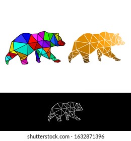 lowpoly bear polygonal triangular vector set design