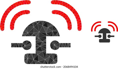 lowpoly bell ring icon on a white background. Flat geometric mesh illustration based on bell ring pictogram. Polygonal bell ring vector designed of scattered triangles.