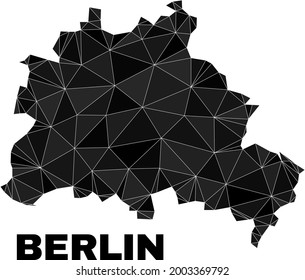 lowpoly Berlin City map. Polygonal Berlin City map vector is filled from chaotic triangles. Triangulated Berlin City map polygonal collage for patriotic illustrations.