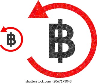 lowpoly bitcoin refund icon on a white background. Flat geometric polygonal abstraction based on bitcoin refund icon. Polygonal bitcoin refund vector is filled with random triangles.